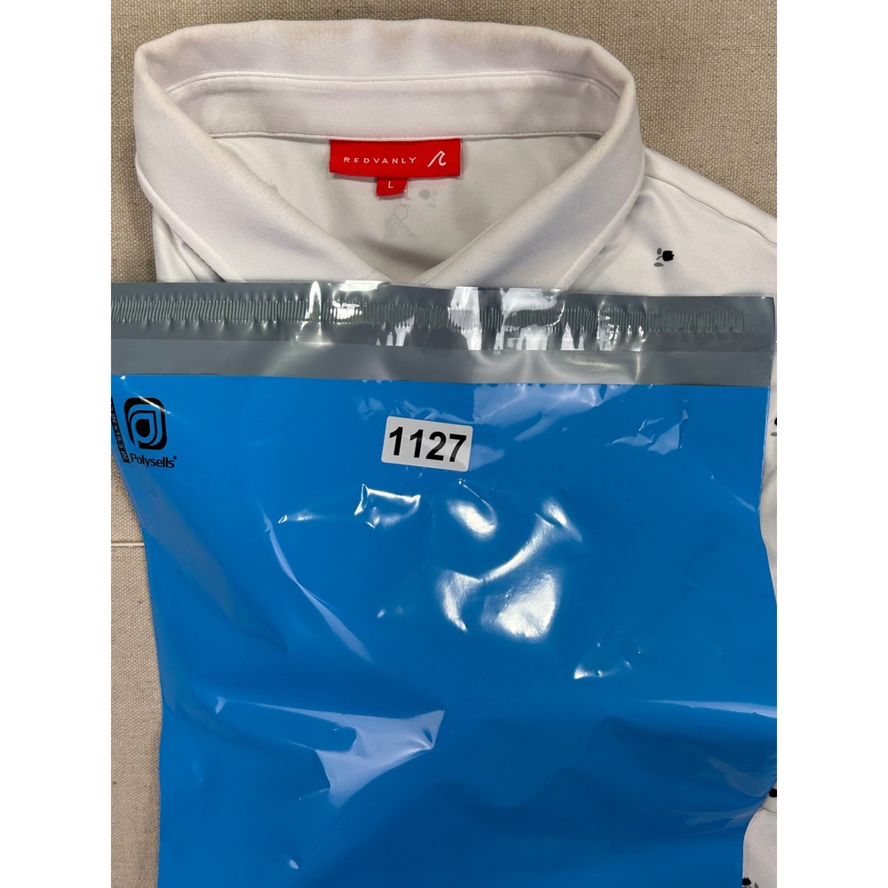 Redvanly‎ Mens Large Performance Golf Polo Shirt White Black Micro Print - Picture 7 of 7
